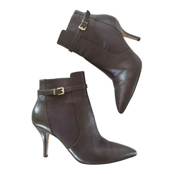 Michael Kors The Jet Set 6 Woods Women 8M Brown Heeled Pull On Ankle Boots - Picture 2 of 8